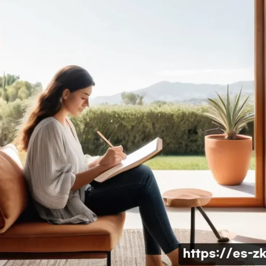 단순함의 철학을 통한 성찰 기법 - A serene, sunlit minimalist living room in a modern Spanish home, featuring natural wooden furniture...